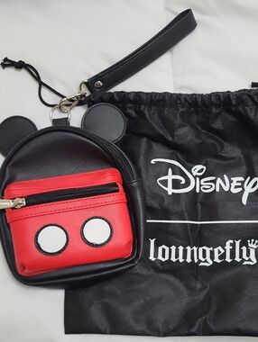 Loungefly Black & Red Mickey Ear Mini Backpack Wristlet/Beltbag